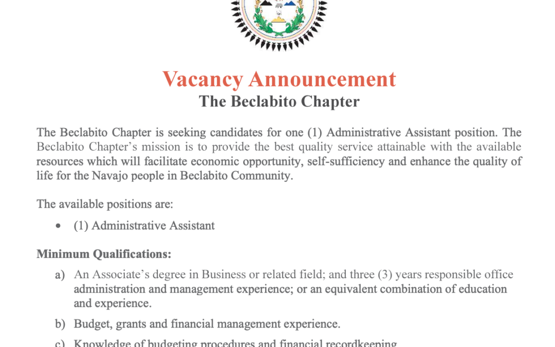 Beclabito Chapter AA Vacancy